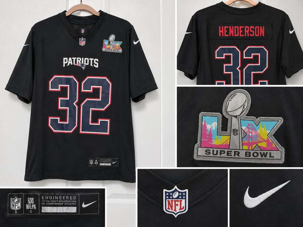 Youth Nike New England Patriots Henderson #32 Super Bowl LX Fashion Game Jersey